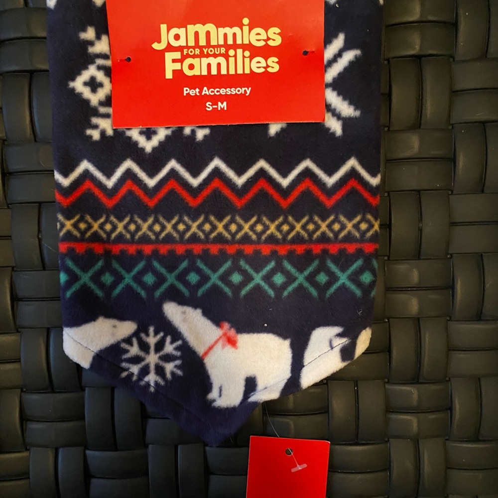 NWT Jammies for your families black Christmas Polar Bear Bandana Scarf S-M dog